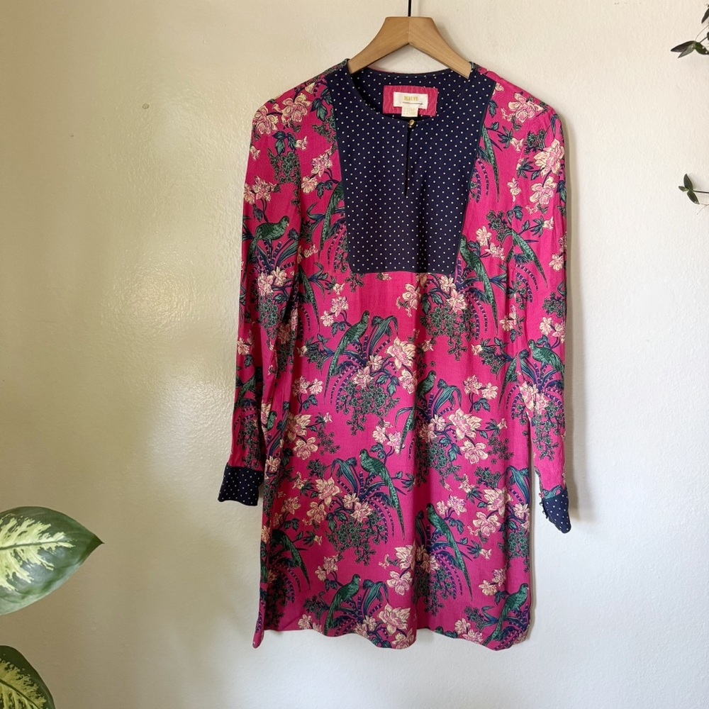 Anthropologie | Floral & Bird Print Tunic Dress